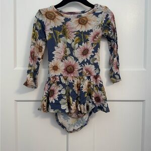 Posh Peanut Floral Ruffle Dress in Blue and Pink